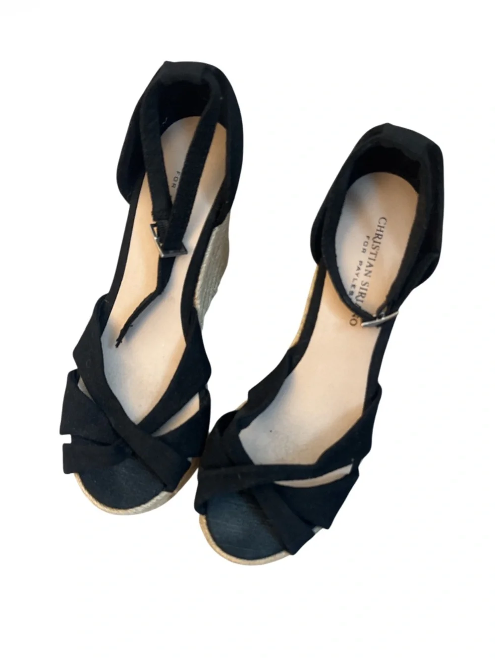 Christian Siriano Black Espadrille Slingback Wedge - Size 8
